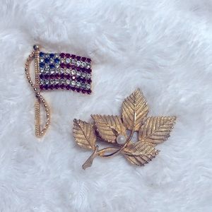 Three vintage brooch pins